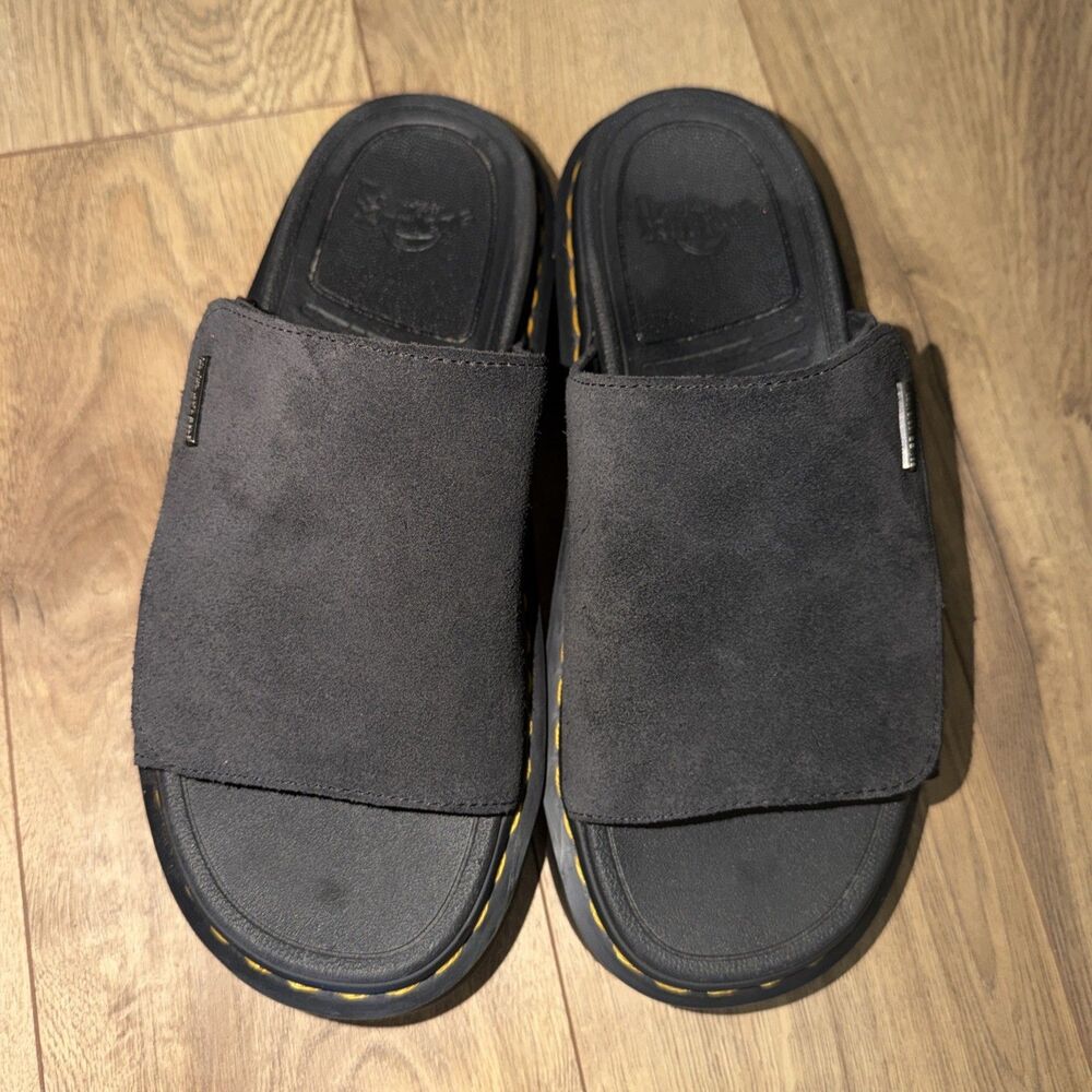 Dr. Martens Women's Zebzag Slide Sandals Black Suede Size 10